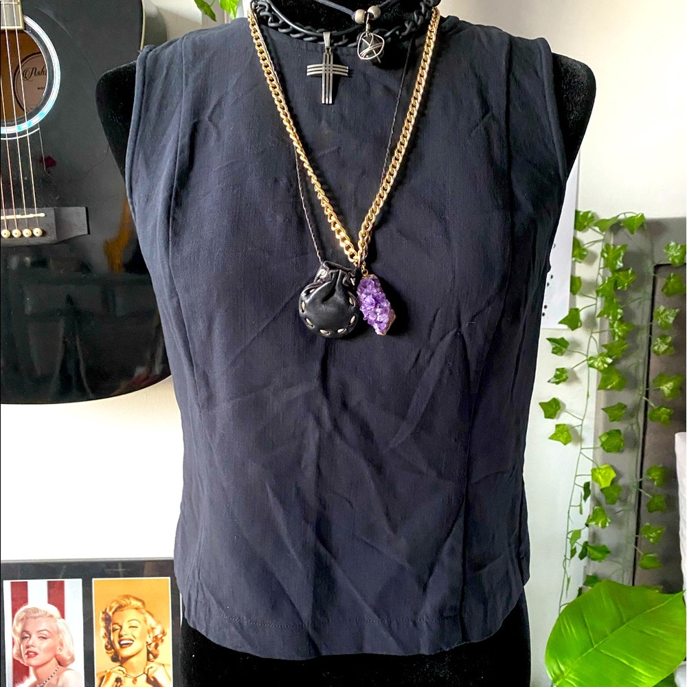 Emporio Armani Sleeveless Zipper Top - black